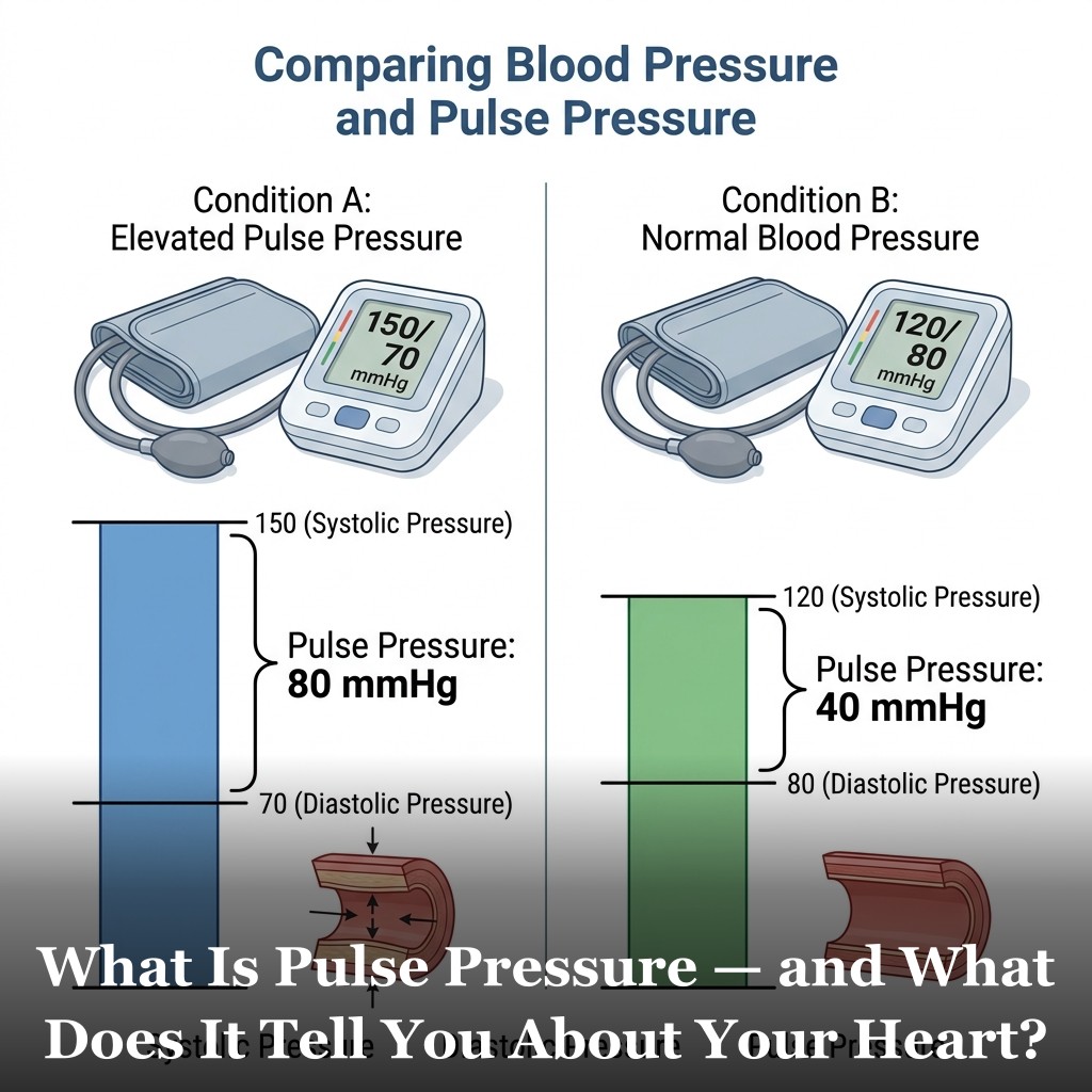 Blood pressure reading showing pulse pressure