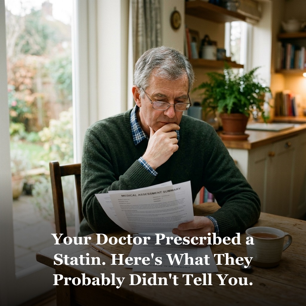Man in his 60s reading medical paperwork with reading glasses, thoughtful expression